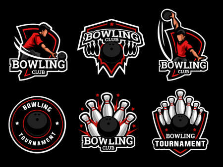 Bowling emblem and badge vector setのイラスト素材