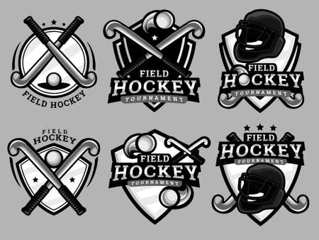 Field hockey emblem and badge vector setのイラスト素材