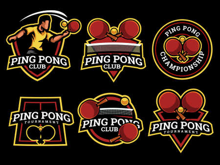 Tennis table emblem and badge vector setのイラスト素材