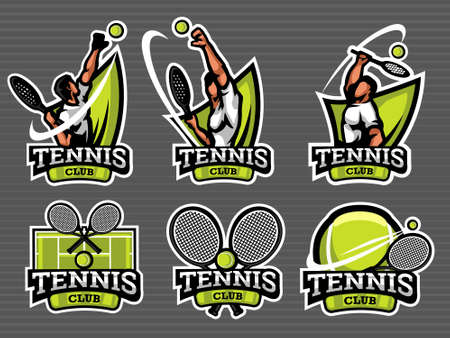 Tennis emblem and badge vector setのイラスト素材