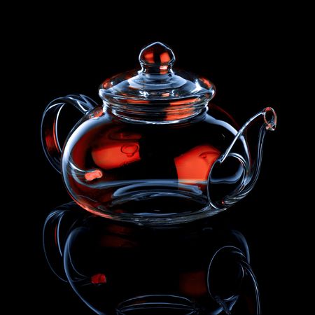 Glass teapot isolated on black with reflectionの写真素材 [40006748392]｜毎月1点 ...