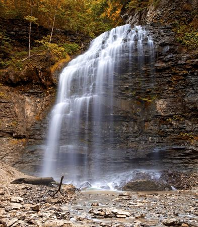 Spectacular time exposure of a majestic waterfallの写真素材