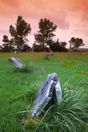Unmarked graves in a surrealist settingの写真素材