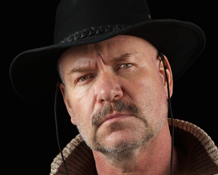 Cowboy with Attitude on a black backgroundの写真素材