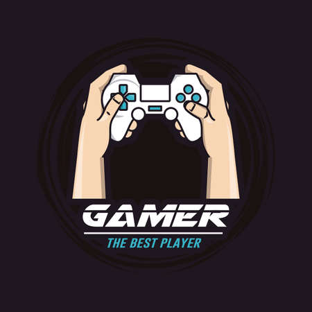 Logo gamepad for gamers, awesome hands with gamepadのイラスト素材