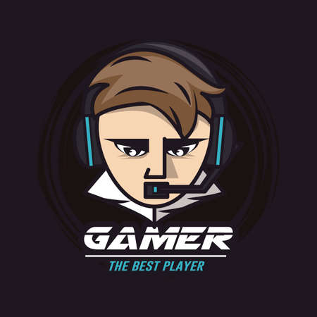 Logo, gamer face icon for playersのイラスト素材