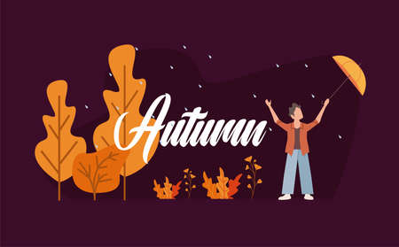 autumn illustration, holiday celebration, man, people lifestyleのイラスト素材