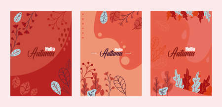 autumn illustration, holiday celebratuion, set of banner, background wallpaperのイラスト素材