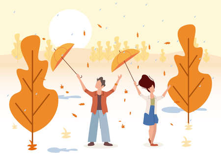 autumn illustration, holiday peolple illustration lifestyleのイラスト素材