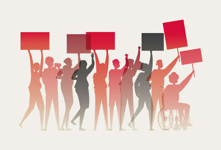 Protest people activist, people silhouettes society human rightsのイラスト素材