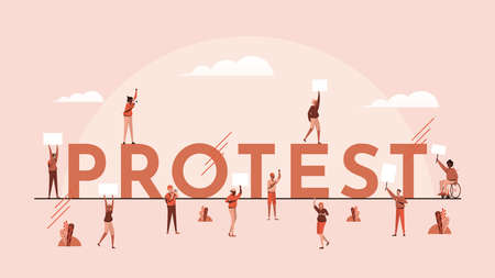 Protest people activist, m banner backgroud people activistのイラスト素材