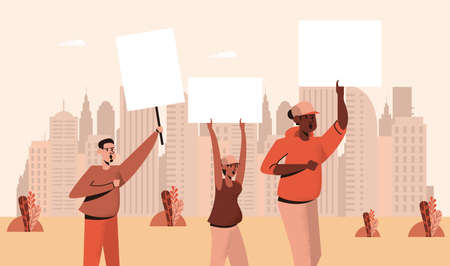 Protest people activist, city background people crowdのイラスト素材