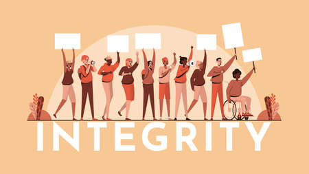 Protest people activist, integrity concept banner, paople illustrationのイラスト素材