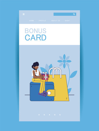 Bonus card design concept wallet interface design bannerのイラスト素材