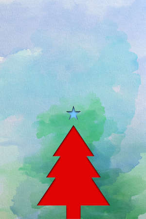 Christmas tree  watercolorの写真素材