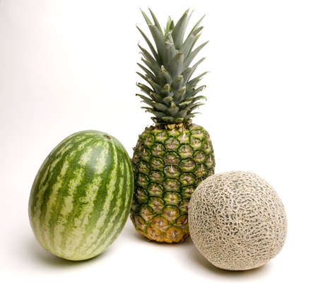  watermelon, pineapple and cantaloupeの写真素材