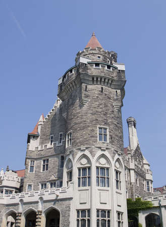 Beautiful castle on a blue sky backgroundの写真素材