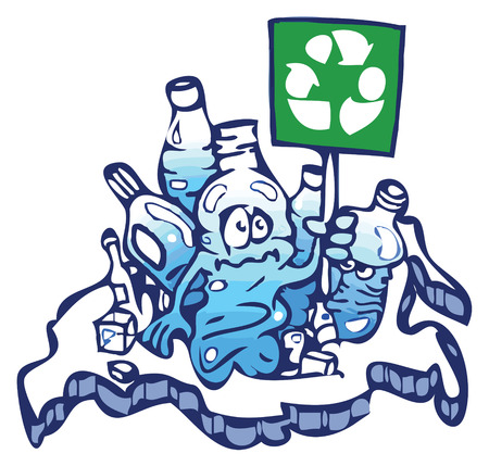 recycle trash garbage bottle on russiaのイラスト素材