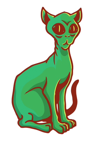 alien cat color logoのイラスト素材