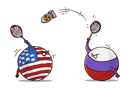 nuclear badminton russia versus usaのイラスト素材