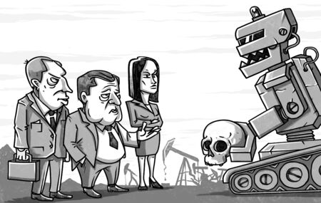 military robot in the post apocalypseの写真素材