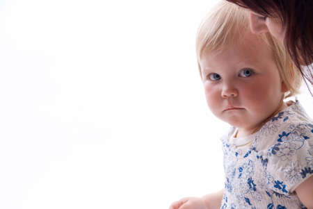 happy child with her mother on a white background on Mothers Dayの写真素材