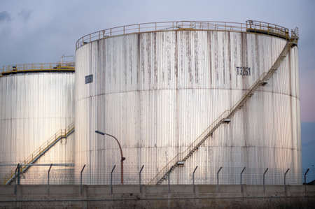 big reserve of fuel in a refineryの写真素材