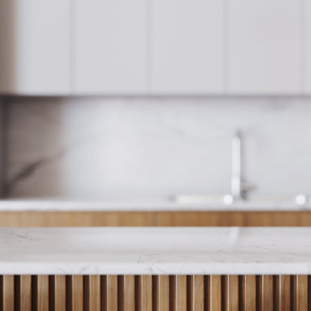 Closeup of kitchen countertop with place for your product placementの写真素材