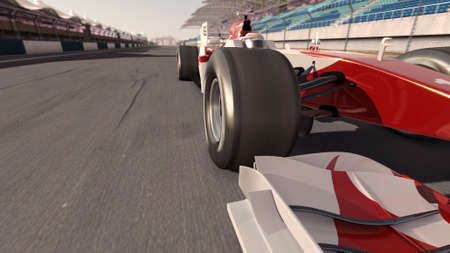 high quality 3d rendering of a formula race car on track