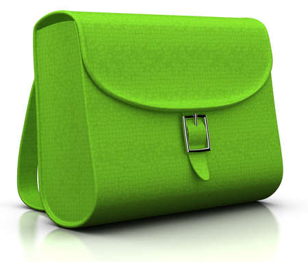 green satchel isolated on white - 3d illustration/renderingの写真素材