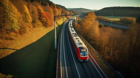 Train on a sunny day. Generative AIの素材