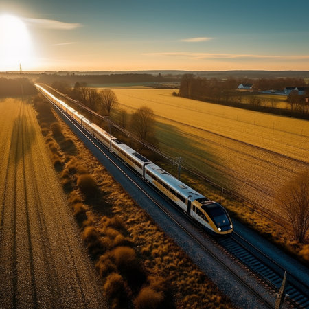 Train on a sunny day. Generative AIの素材