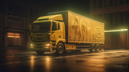 Delivery truck fully loaded with goods, delivery concept. Generative AIの素材