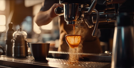 The barista makes coffee. Generative AIの素材