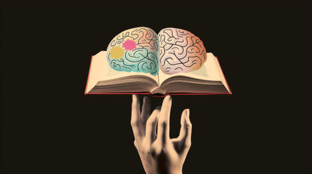 Hand grabbing a human brain, brain full of ideas. Generative AIの素材