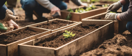 People plant trees, the number of trees increases, save forests, fight against deforestation. Generative AIの素材