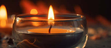 Candle flame, flickering flame, burning wax. Generative AIの素材