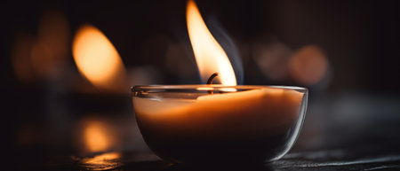 Candle flame, flickering flame, burning wax. Generative AIの素材