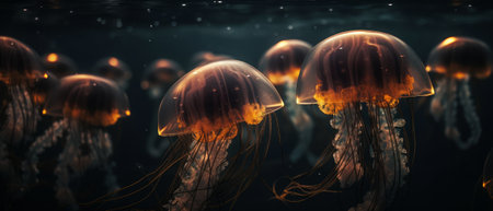 Jellyfish under water, dreamy jellyfish. Generative AIの素材