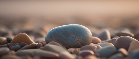 A smooth and attractive stone lies on the beach. Generative AIの素材