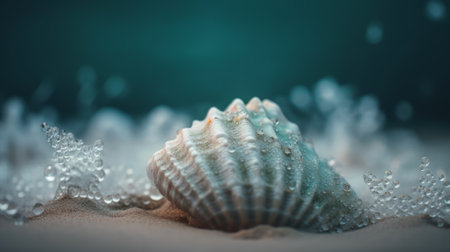 Seashell with sea. Generative AIの素材