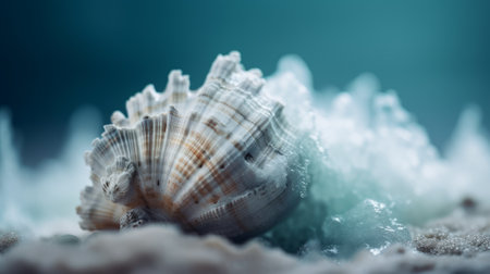 Seashell with sea. Generative AIの素材