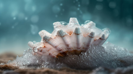 Seashell with sea. Generative AIの素材