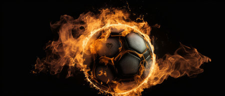 soccer ball on fire. Generative AIの素材