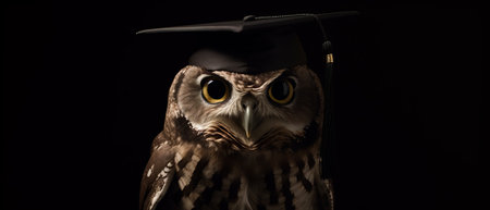 Owl in graduation cap. Generative AIの素材