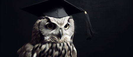 Owl in graduation cap. Generative AIの素材