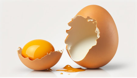 real egg. Standing egg with white background. Generative AIの素材