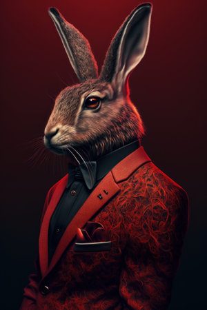 Elegant Rabbit in Formal Jacket is a whimsical image of a rabbit dressed in a formal suit. Generative AIの素材