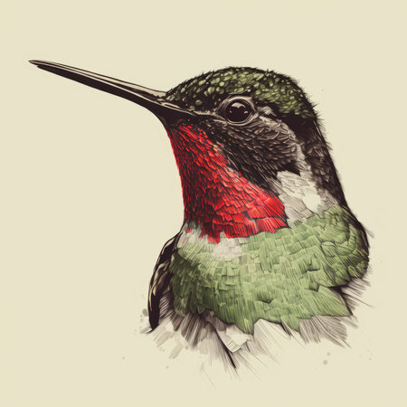 Drawing of a hummingbird on a white background. Hummingbird isolated on white background. Generative AIの素材