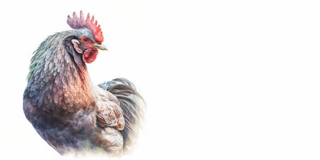 Watercolor drawing of a chicken on a white background. Chicken isolated on white background. Generative AIの素材